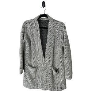 Marine Layer Birdseye Black White Woven Long Sleeve Open Front Cardigan Size XS